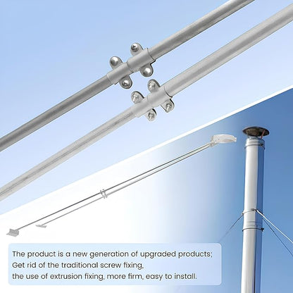 2025 Update Silver Plated High-End Ebusin 8" Extended Roof Bracket Supports Chimney Stove Pipe for DuraVent Triple Wall 4" I.D ,Suitable for All Outer Diameters of 8", Stability Against Wind & Snow