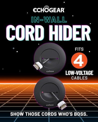 ECHOGEAR TV Cord Hider for Wall Mounted TV - Cable Management Kit Hides TV Wires - Includes 2 Pass Throughs, Locking Brackets, and Hole Saw Drill Attachment (Black)