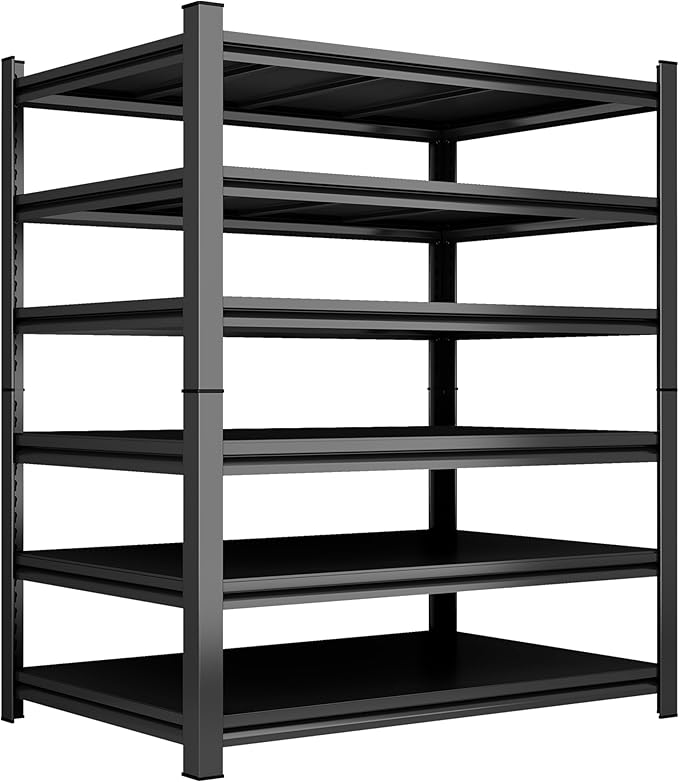 Garage Shelving Heavy Duty Garage Storage Shelves, 3600 LBS Adjustable 5 Tier Industrial Shelving Unit, Metal Utility Shelf for Basement, Warehouse and Workshop (72''Hx46''Wx16''D, Black)