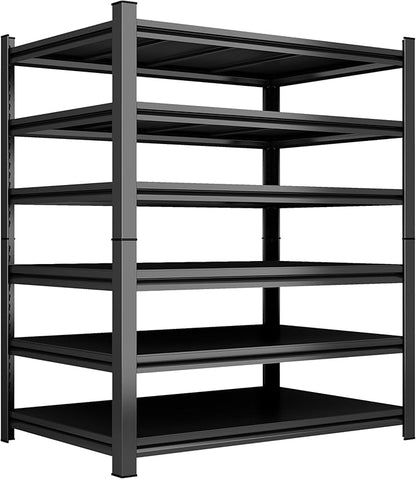 Garage Shelving Heavy Duty Garage Storage Shelves, 3600 LBS Adjustable 5 Tier Industrial Shelving Unit, Metal Utility Shelf for Basement, Warehouse and Workshop (72''Hx46''Wx16''D, Black)