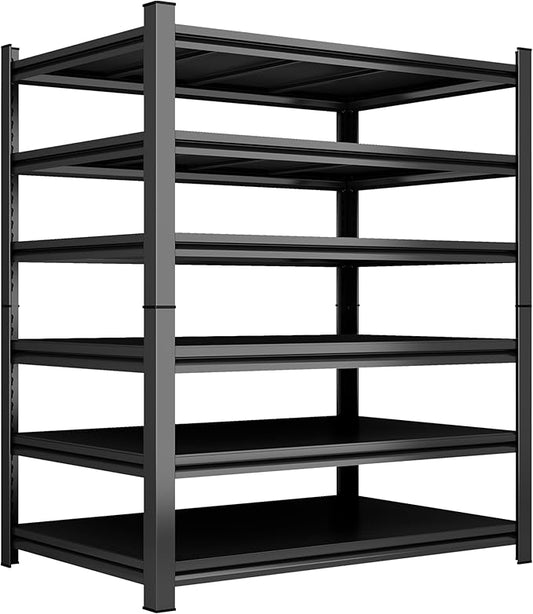 Garage Shelving Heavy Duty Garage Storage Shelves, 3600 LBS Adjustable 5 Tier Industrial Shelving Unit, Metal Utility Shelf for Basement, Warehouse and Workshop (72''Hx46''Wx16''D, Black)