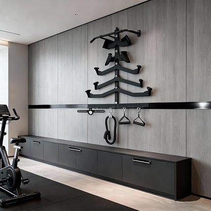 LAT Pull Down Bar Organizer Gym Storage Wall Organizer for Lat Pulldown Attachments, LAT Pull Down Bar Storage Rack for Different Cable Handles, Cable Attachments Rack for Gym Accessories