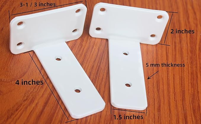 12 Pack - 4 inch White Hidden L Shelf Bracket (1/5 Inch Thicked) Iron Floating Shelf Brackets Rustic Industrial Metal Brackets for Shelf Support