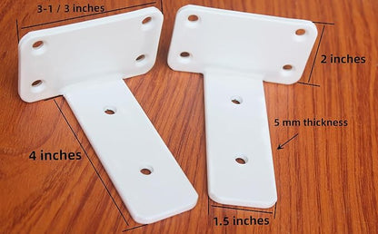 6 Pack - 4 inch White Hidden L Shelf Bracket (1/5 Inch Thicked) Iron Floating Shelf Brackets Rustic Industrial Metal Brackets for Shelf Support