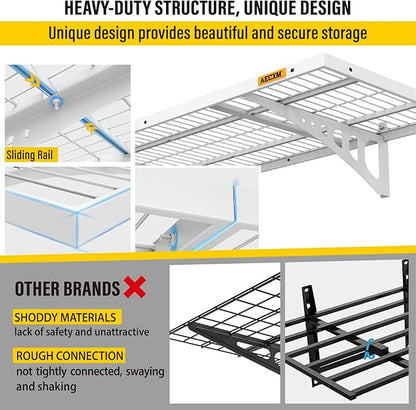 1.64x4ft 4Pack Wire Shelving Unit Heavy Duty Garage Storage Shelves Wall Mounted White 1120lbs Load Capacity（20-inch-by-48-inch）
