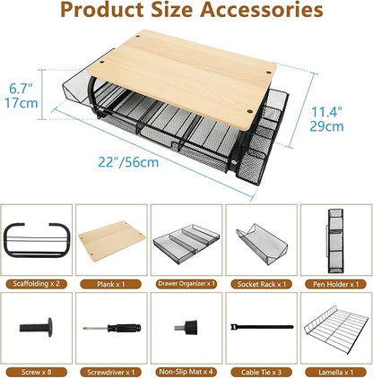 Desk Organizers and Accessories Monitor Riser, Monitor Stand with Drawer (2-Tier Drawers) with Large Side Storage Rack & Cable Management,66LBS/30KG, Office Organization, Oak