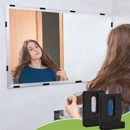 12 Pcs Metal Mirror Holder Clips for Wall Mounting Heavy Duty Frameless Mirror Hangers Hooks Hardware Mounting Clip for Wall Tile Billboard Display(Black,1/4 Inch)
