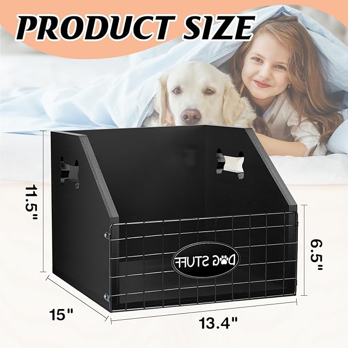 Dog Toy Bin - Large Wooden Dog Toy Box - Organizer & Storage for Puppy Leash, Blanket, Food & Accessories
