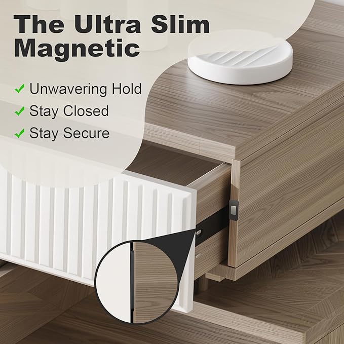 10 Pack Black Magnetic Door Catch, Ultra Thin Cabinet Door Magnets, Adhesive Drawer Magnets to Stay Closed, Stainless Steel Cabinet Latch Easy to Install with Double Sided Tape