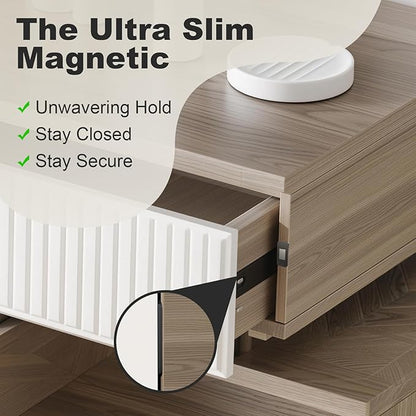 10 Pack Black Magnetic Door Catch, Ultra Thin Cabinet Door Magnets, Adhesive Drawer Magnets to Stay Closed, Stainless Steel Cabinet Latch Easy to Install with Double Sided Tape