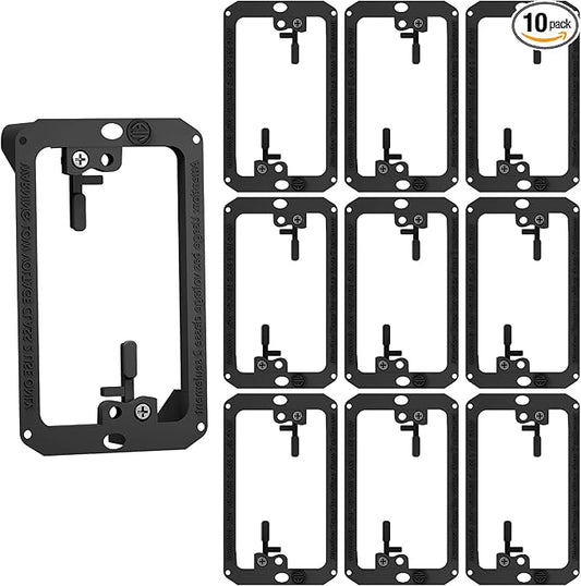 BestMounts Low Voltage Mounting Bracket 1 Gang, 10 Pack for Single Gang Wall Plate, Telephone Wires, Network Cables, HDMI, Coaxial, Speaker Cables - Low Voltage Box Cable Wall Plate Bracket, Mud Ring