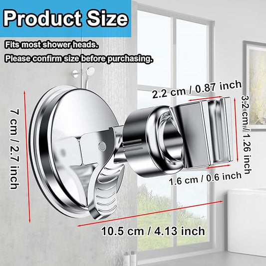 Adjustable Shower Head Holder, Suction Cup Handheld Shower Bracket, Removable Handheld, Wall Mounted (Silver)