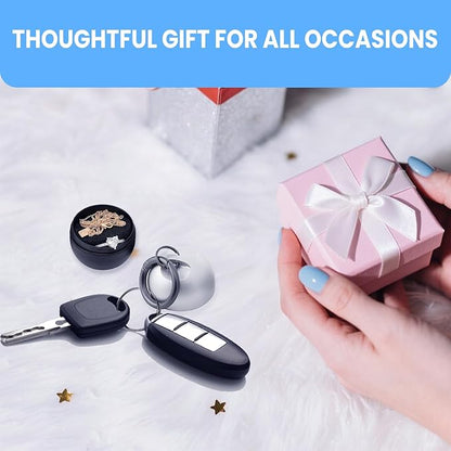 Jewelry Storage Box Case Gym Storage Jewelry Storage Box Case, Ring Organizer Container with Protective Sponge,Jewelry Care Protective Ring Holder with Keychain (YT-1-Tier Silver with Black)