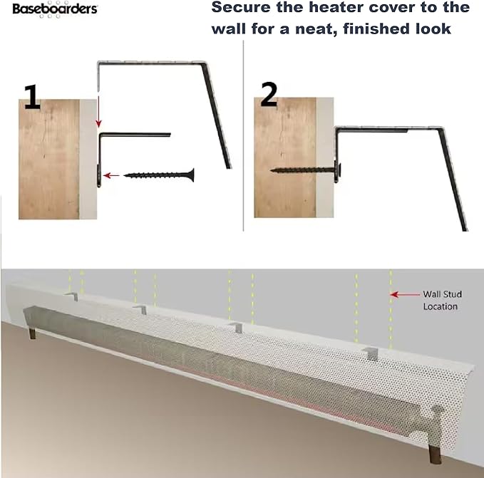 Baseboarders Universal Galvanized Steel Wall Bracket, Rust-Resistant Support for Heater Covers, White, Fits All Baseboarders Heater Covers (Basic, Premium, Premium Tall, Elliptus)