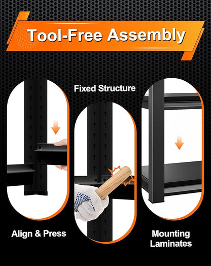 40''W Garage Shelves Heavy Duty - 2,000Lbs Steel Metal Adjustable Utility Storage Shelving Rack Units 40" W x 16" D x 66" H 4 Tier Black