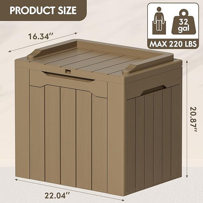 YESHOMY 30 Gal Plastic Storage Bins with Lid Stackable Box Organizers for Living Room, Office, Dorm, 2 Pack, Light Brown