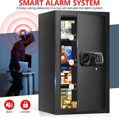 5.2 Cuft Large Safes for Home Use Water and Fireproof, Digital Security Fire Safe Box with Programmable Keypad, Spare Keys & Removable Shelf, Anti-Theft Document Safe for Money, Medicine and Valuables