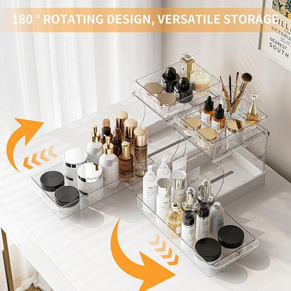 Pull Out 2 Tier Organizer for Kitchen Bathroom and Cabinet Storage Rotating Pantry Rack Under Sink Organizer Clear and Durable Design 1 Pack