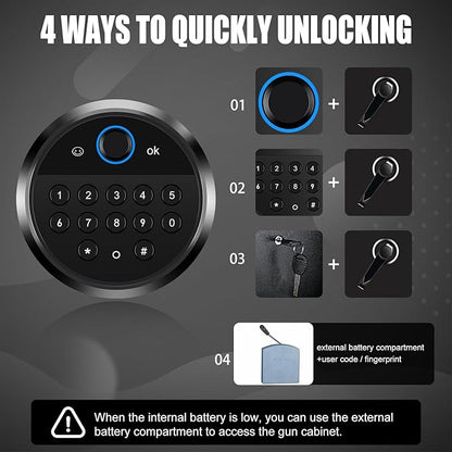 Langger 3-4 Large Rifle Gun Safe, Quick Access Biometric Fingerprint Gun Safe for Home, Fully Assembled, Gun Cabinet with Handgun a Removable Shelf