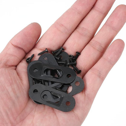 20 Pack Keyhole Hangers, 43x16mm Heavy Duty Metal Hanging Bracket Hardware Picture Fixings Wall Plate Hangers with 40 PCS Screws for Mirror Picture Frame Shelf Hangers Brackets (Black)