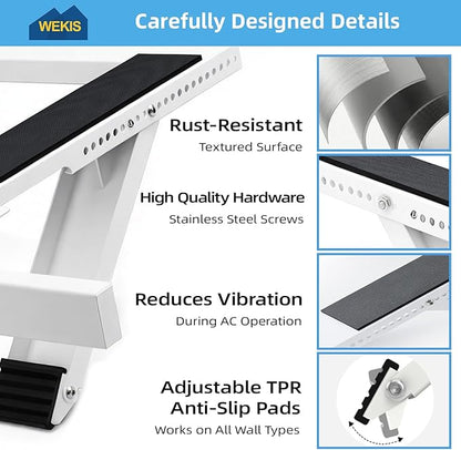 Window AC Support Bracket, No-Drill No-Tool Air Conditioner Support Bracket Adjustable Wall Mount, Heavy Duty Steel Holds Up to 300lbs, Fits Single Or Double Hung Windows, White