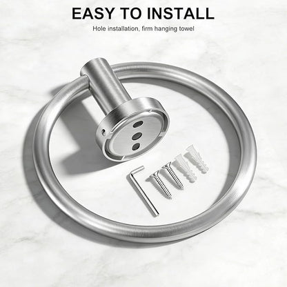 SetSail Towel Holder for Bathroom Wall Silver Towel Ring Stainless Steel Hand Towel Holder Heavy Duty Towel Hanger for Bath, Kitchen Drill Hole