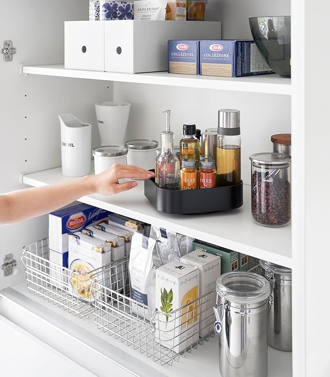 Yamazaki Home Tower 360° Rotating Storage Rack – Non-Slip Lazy Susan Organizer for Cosmetics, Skincare, and Spices - Abs Plastic