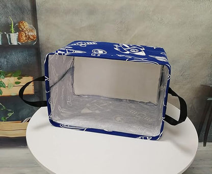Rectangle Gift Storage Basket Home Shelf Storage Basket Organizer Box Clothes Laundry Hamper Nursery Basket Laundry Basket with Handles (Spacecraft)