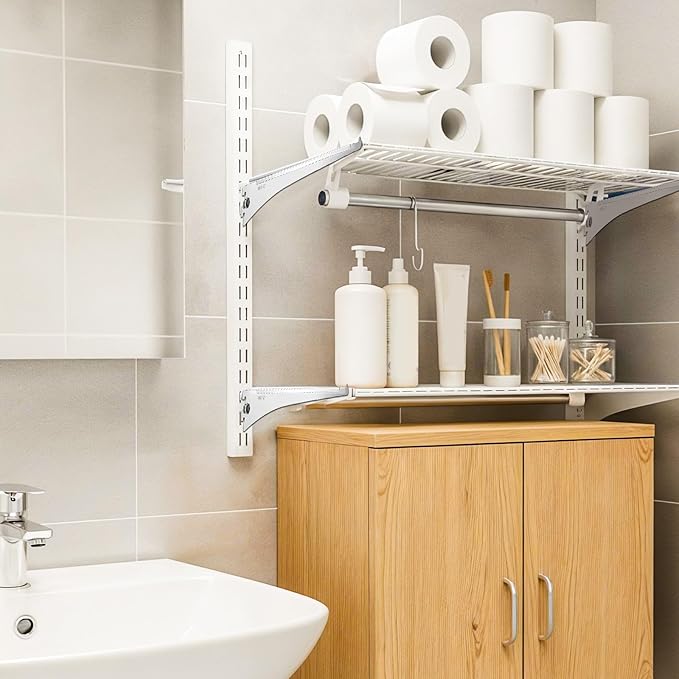 20 Pcs Adjustable Shelf Brackets, Shelving Brackets Single Track Twin Track Upright Wall Shelving System for Shelvings Shelf Standard Stand for Home Utility Room Kitchen Closet (Silver,12 Inch)