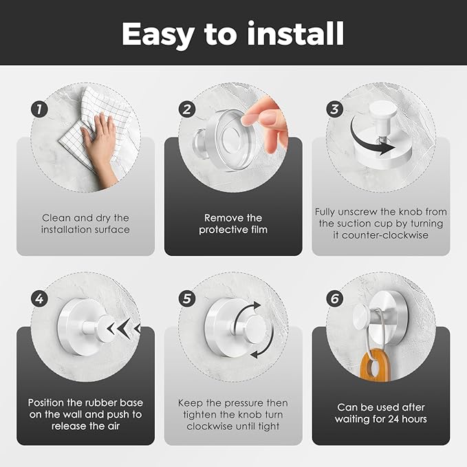 Shower Hooks for Inside Shower,Suction Cup Hooks for Glass Window,Removable Towel Hooks for Bathrooms,2 Packs(White)