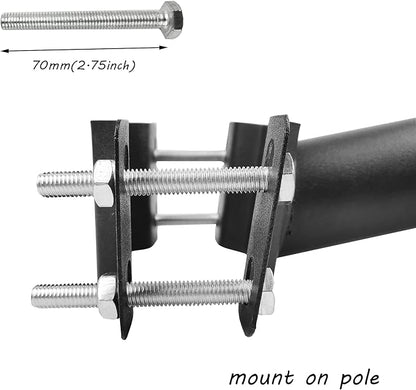 2 Pack Light Pole Mount,Solar Pole Mounting Bracket Extension Kit Wall Flag Black Metal Pipes Barn Lights Fixture Adaptor Outdoor Arm for Led Street Light,Wall Mounted Tire,Barn Lamp,Post Tree Fence