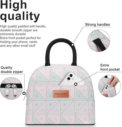BALORAY Lunch Bag for Women Men Insulated Lunch Box for Adult Reusable Lunch Tote Bag for Work, Picnic or Travel (Triangle, M)