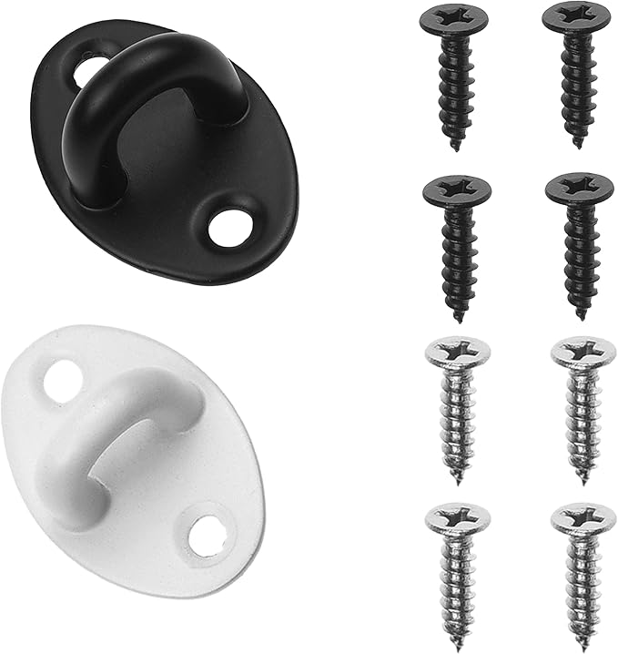 Kare & Kind Hook and Eye Latch (4-inch) - with Mounting Screws - Heavy Duty Locks for Door, Gates, Barns, Bathrooms, Cabins (1-White, 1-Black)