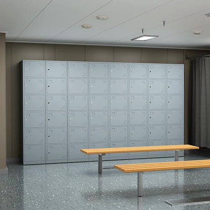 Metal Locker Cabinet with 6 Doors, 71" Storage for Employees, 6 Tier Steel Locker with Lock and Keys for School, Gym, Home, Office Staff (Grey)