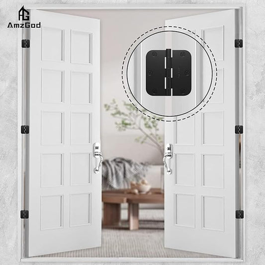 Black Door Hinges - 36 Pack Matte Black Door Hinges 3.5 Inch with 5/8" Radius Corners - Black Hinges for Interior and Exterior Doors - Heavy Duty 3 1/2" Residential Door Hardware