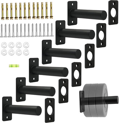 Wall Mounted Olympic Weight Plate Rack, Heavy Duty Metal 2" Plate Holder & Hanger for Home Gym, Garage Gym, Powerlifting & Fitness Equipment Storage, 275 lbs Capacity Barbell Plate Organizer with Screws for Wood & Concrete Walls