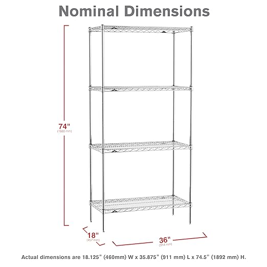 Metro EZ1836NC-4 Super Erecta Industrial Wire Shelving 4-Shelf Convenience Pak, Chrome, 18" x 36" x 74.5"