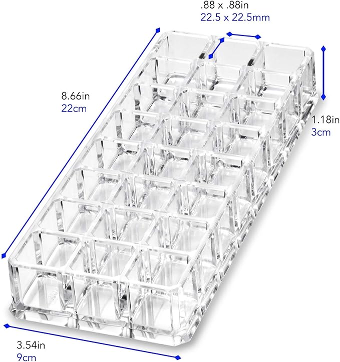 BY ALEGORY (Set Of 2) Acrylic Lipstick Makeup Organizers 24 Space Beauty Storage Refillable Cosmetic Container - Clear