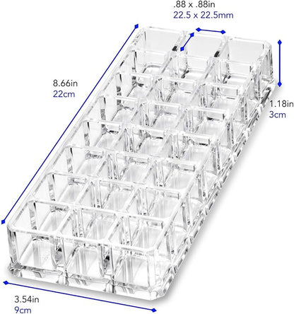 BY ALEGORY (Set Of 2) Acrylic Lipstick Makeup Organizers 24 Space Beauty Storage Refillable Cosmetic Container - Clear