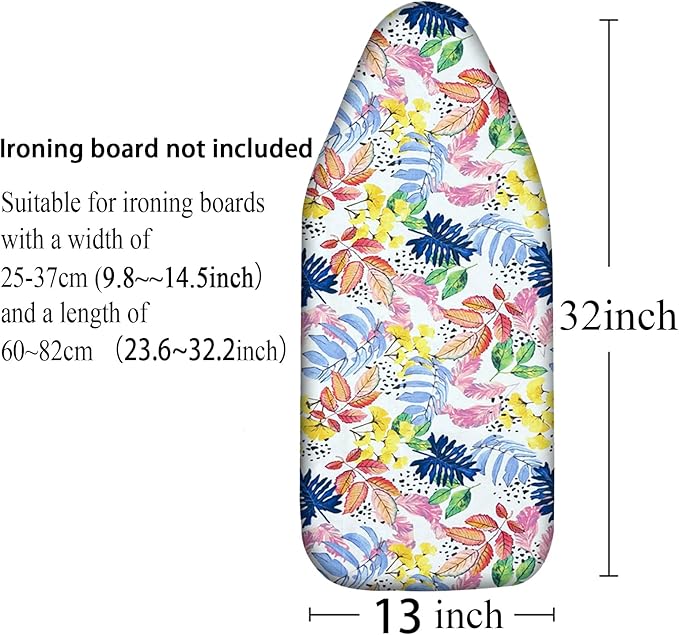 Small Ironing Board Cover Scorch Resistant, Table top Ironing Cover with Padding Heat Reflective Heavy Duty Pad (Colored Leaves, 12.5"x32")