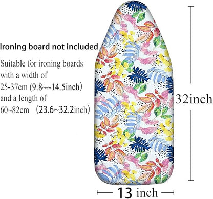 Small Ironing Board Cover Scorch Resistant, Table top Ironing Cover with Padding Heat Reflective Heavy Duty Pad (Colored Leaves, 12.5"x32")