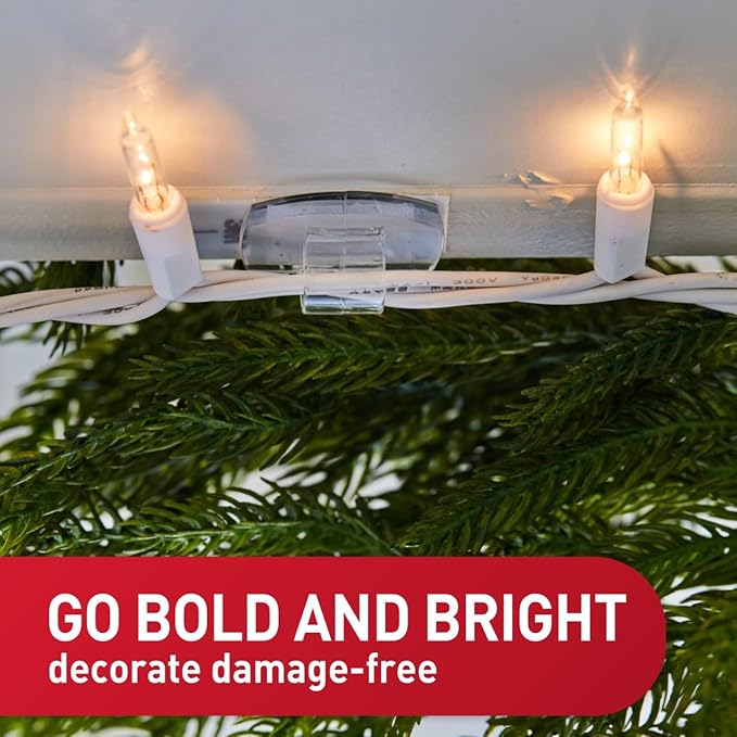 Command Outdoor Light Clips, 20 Clear Clips and 24 Command Strips, Damage-Free Hanging Outdoor Light Clips with Weather Resistant Strips, Wall Clip for Hanging Outdoor Lights and Cable Management