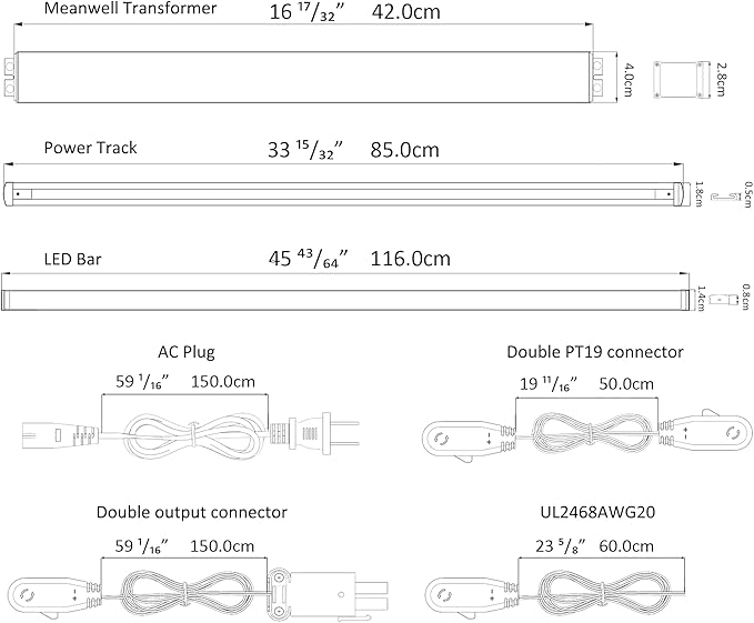 Gondola Shelving Lights 48" kit with 8 pcs 6000K Pure White LED Light Bars, Power Supply and Accessories for Super Market, Retail Display, Business Shelves via Magnets to fit (48" 8PCS)