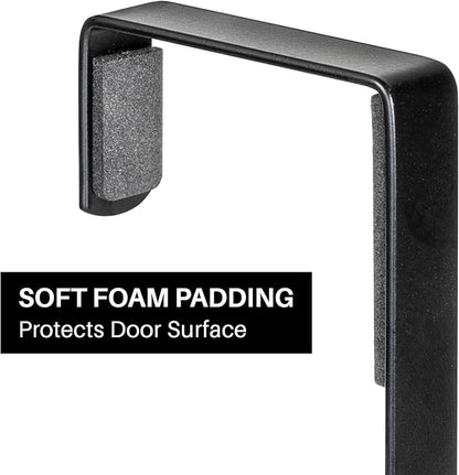LYNK Professional® Home™ Over The Door Hooks - 5 Hook Over The Door Hanger - Over Door Coat Rack - Hanging Towels or Clothes - Bathroom, Bedroom or Laundry Room - Lifetime Ltd. Warranty – Black