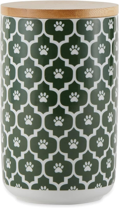 Bone Dry Lattice Collection Pet Bowl & Canister, Treat Canister, 4x6.5 inches, Hunter Green