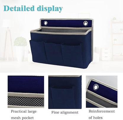 2-Pack Wall Hanging Organizer Bag/Hanging Baskets with Large Mesh Compartment & 3 Pockets，Over the Door Hanging Organizer Space Saving Storage for Bedroom,RV Camper, Closet (Navy Blue -2 Pack)