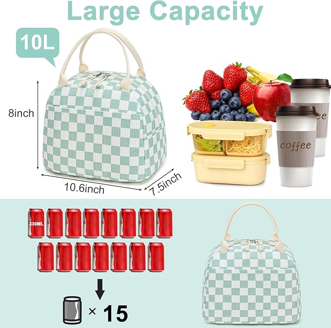 Bluboon Lunch Bag for Women Men Cute Corduroy Lunch Tote Bags Reusable Insulated Lunch Box Large Capacity Reusable Insulated Cooler for Work Picnic or Travel
