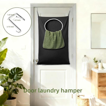 KEEPJOY XL 2-Pack Door Hanging Laundry Hamper, Size 36.5X22.5 Inch Door Hamper Bag with Large Opening and Sturdy Hooks for All Family Laundry Storage bag (Black-2Pack)