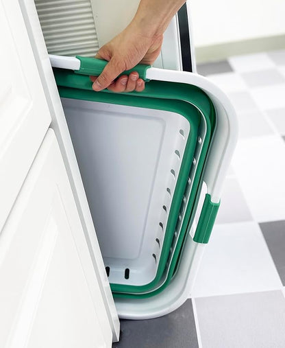 SAMMART 42L (11 gallon) Collapsible Plastic Laundry Basket - Foldable Pop Up Storage Container/Organizer - Space Saving Hamper/Basket (1, White/Winter Green)