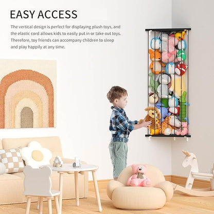 Corner Stuffed Animal Storage Net - Stuffed Animals Holder with Lights - Plush Organizer Hanging Stuffed Animal Hammock with Adjustable Length